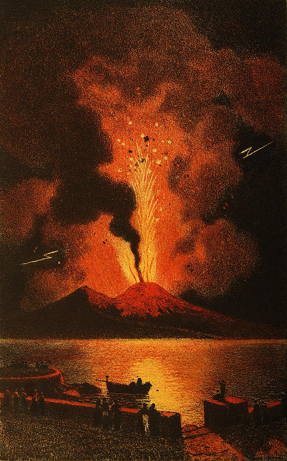 Vesuvius volcano eruption Drawing by Ilbusca