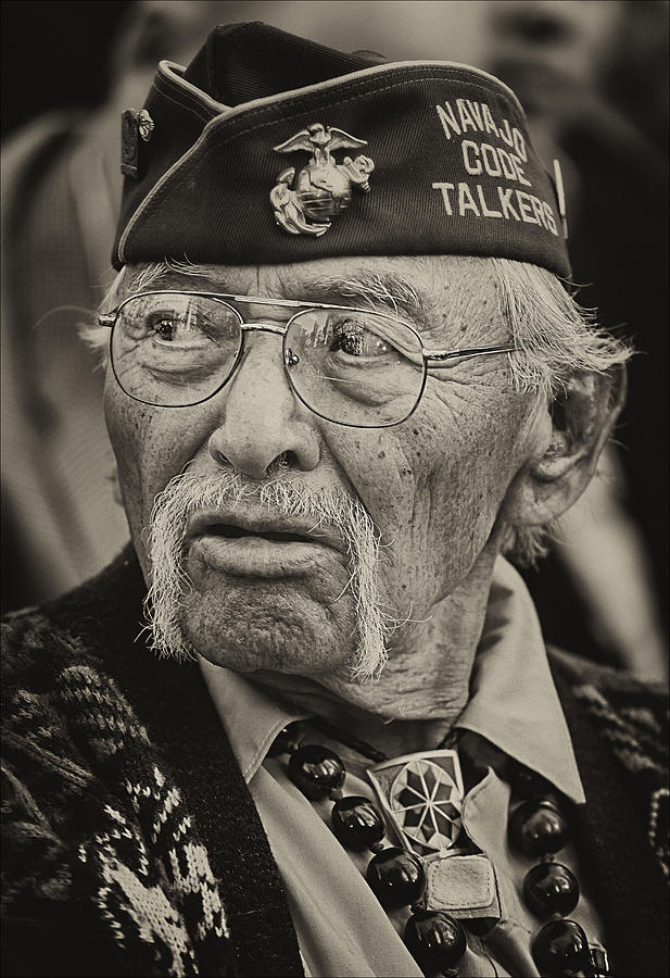 Black And White Photograph - Veterans Day NYC 2012 11 11 12 20 Navajo Code Talker by Robert Ullmann