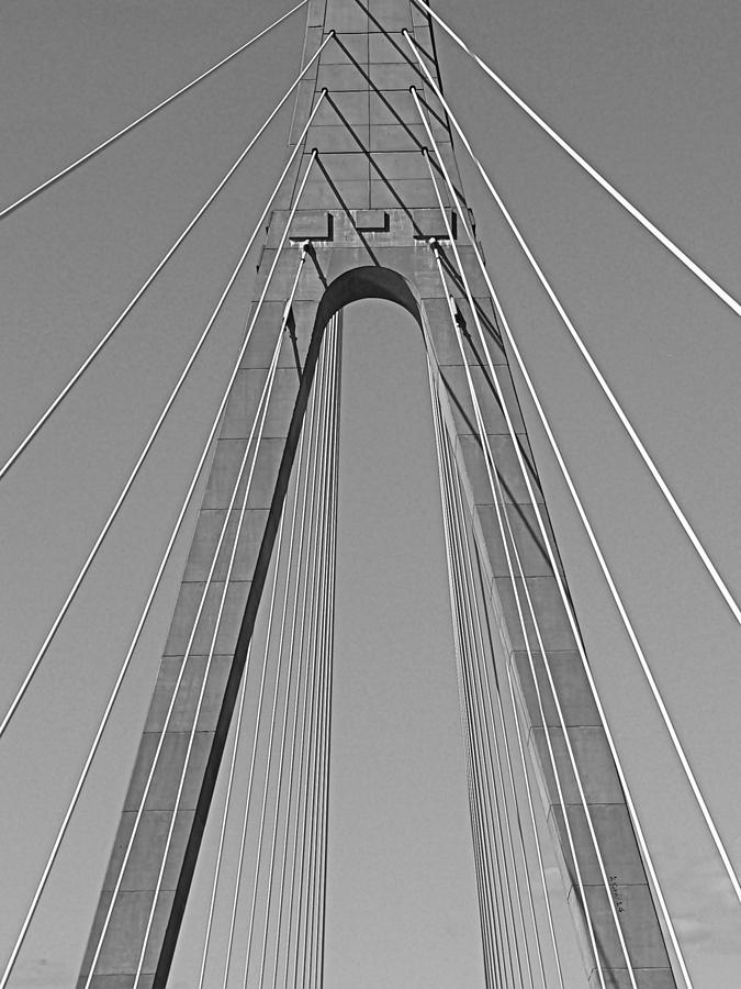 Bridge Photograph - Veterans Memorial Bridge In BW by Kathy K McClellan