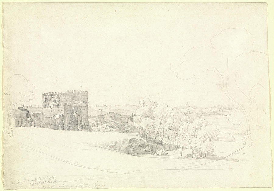Via Drawing - Via Appia Antica With The Tomb Of Cecilia Metella Ernst by Litz Collection