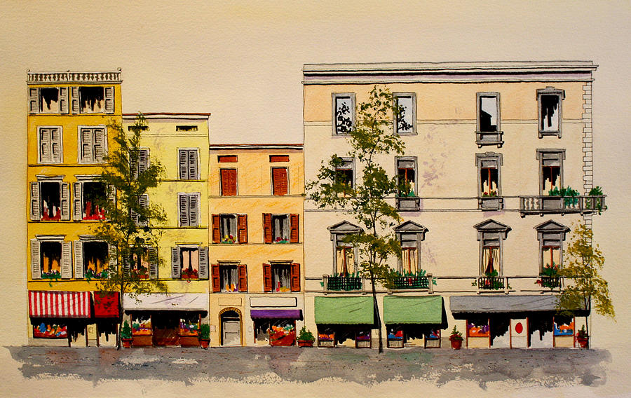 Via Garibaldi in Parma Painting by William Renzulli