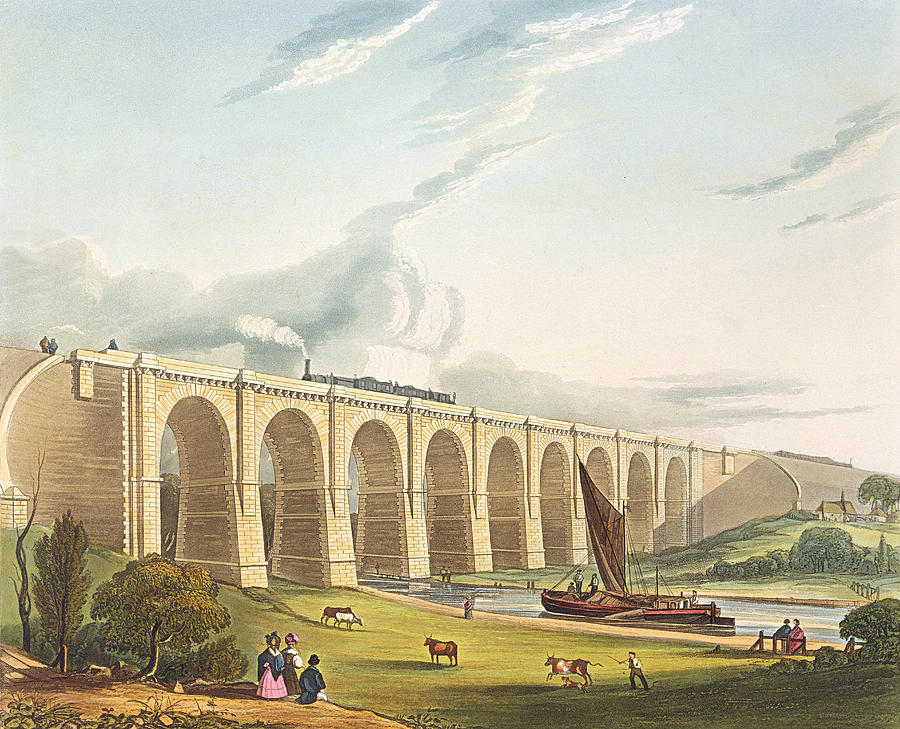 Bridge Drawing - Viaduct Across The Sankey Valley, Plate by Thomas Talbot Bury