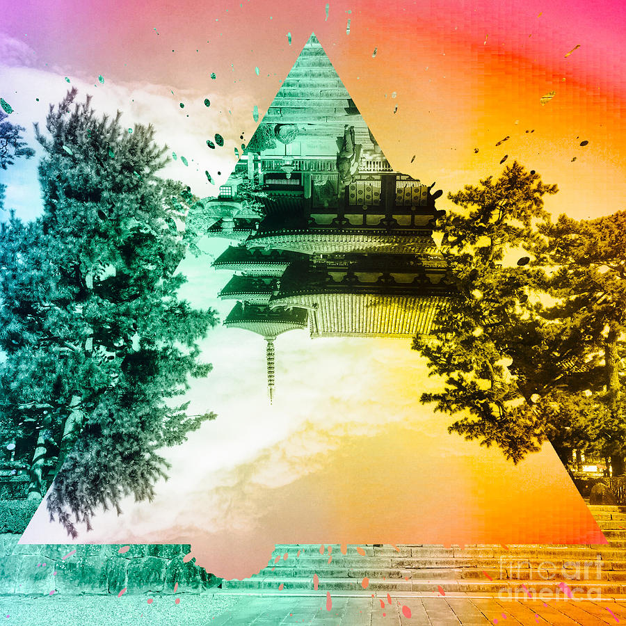 Vibrant Ancient Temple and Pagoda Digital Art by Beverly Claire Kaiya