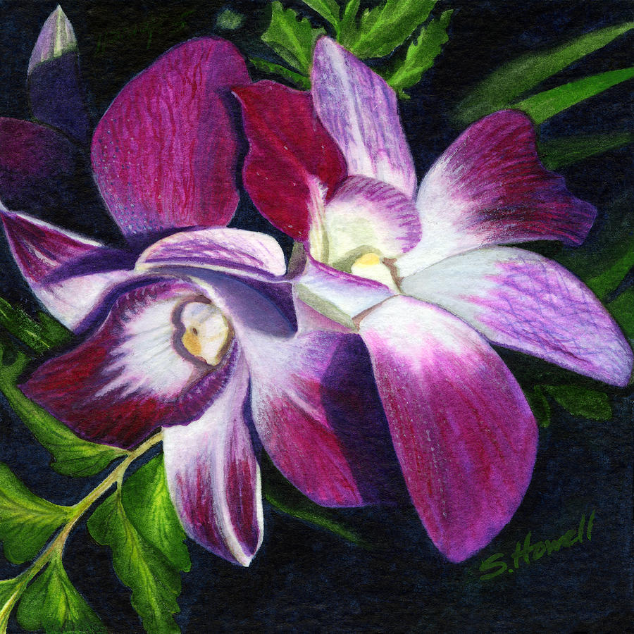 Vibrant Pink Orchid Painting by Sandi Howell