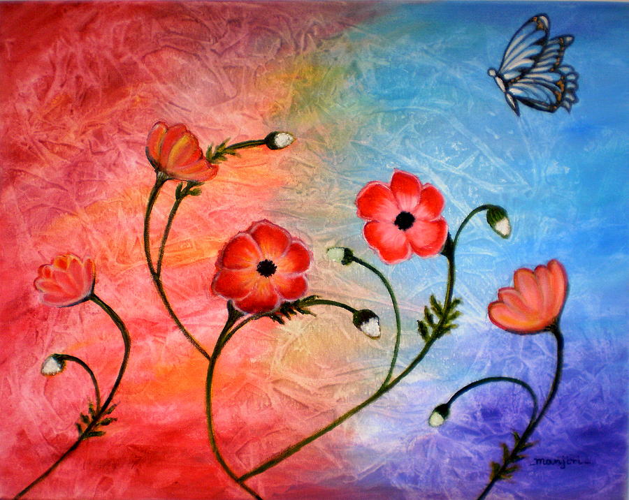 Vibrant Poppies Painting by Manjiri Kanvinde