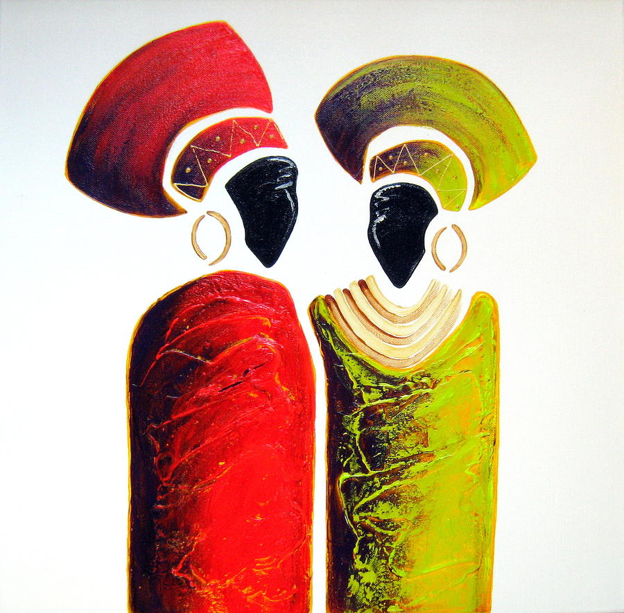 Abstract Painting - Vibrant Zulu Ladies - Original Artwork by Tracey Armstrong