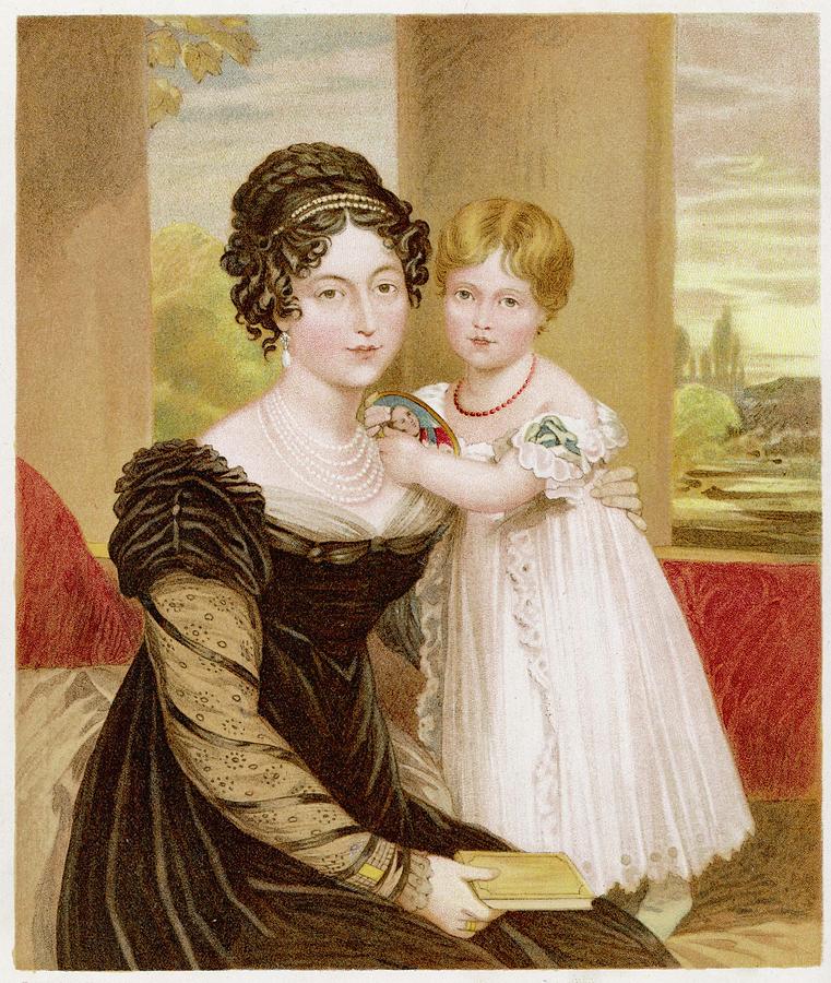 Victoria At Age Two, With Her Mother Drawing by Mary Evans Picture ...