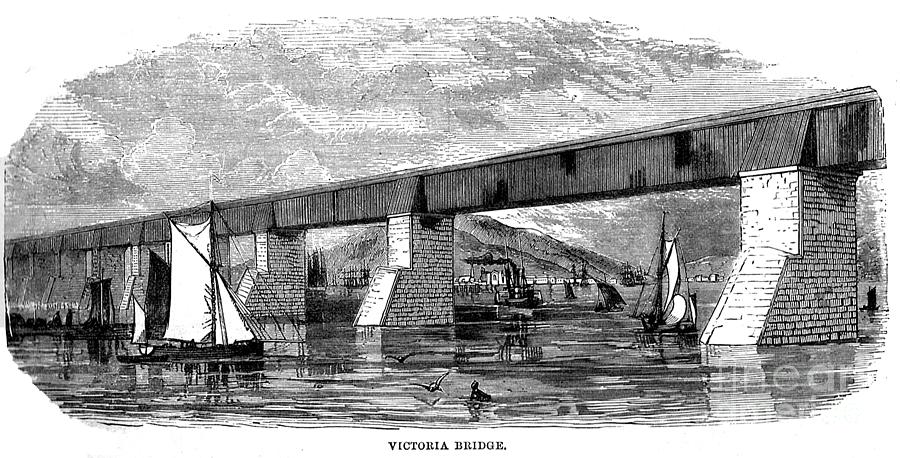 Victoria Bridge - Quebec - 1878 Drawing by Art MacKay