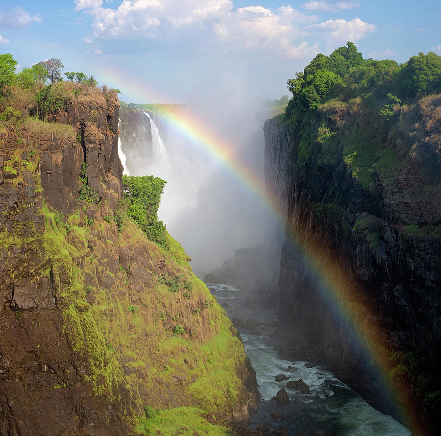 Victoria Falls Rainbow Vertorama Photograph by Paul Bruins Photography