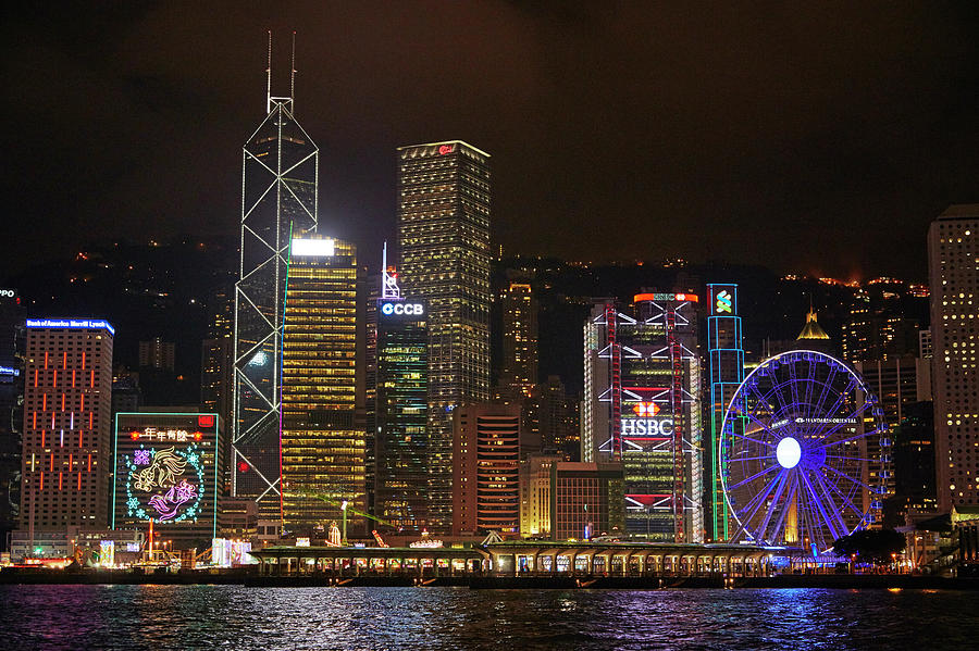 Hong Kong Photograph - Victoria Harbor, Skyscrapers And Hong by David Wall