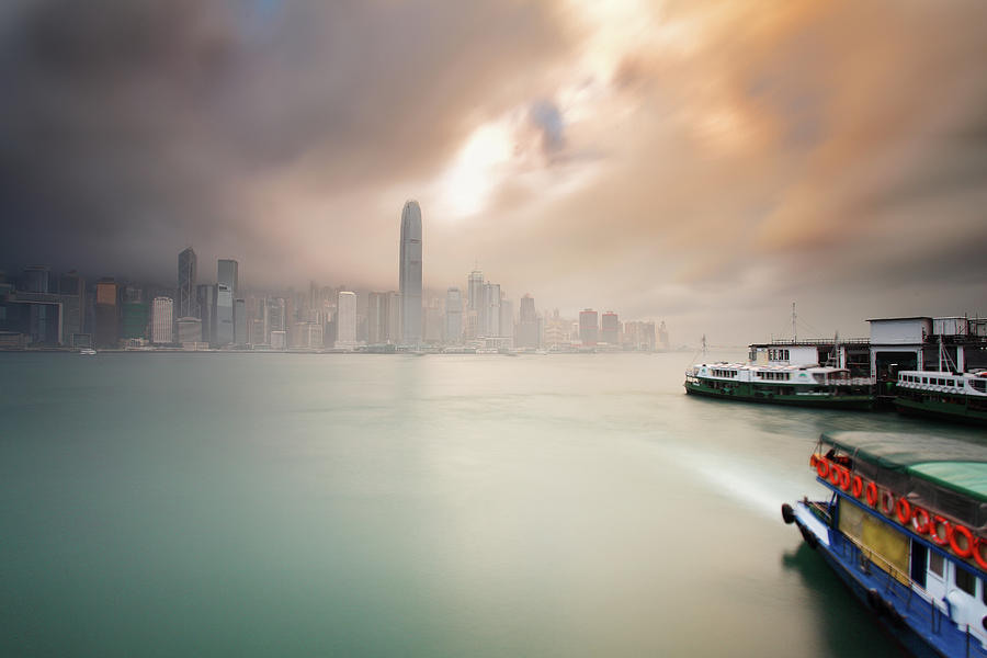 Victoria Harbour In The Mist Photograph by Shenji Li