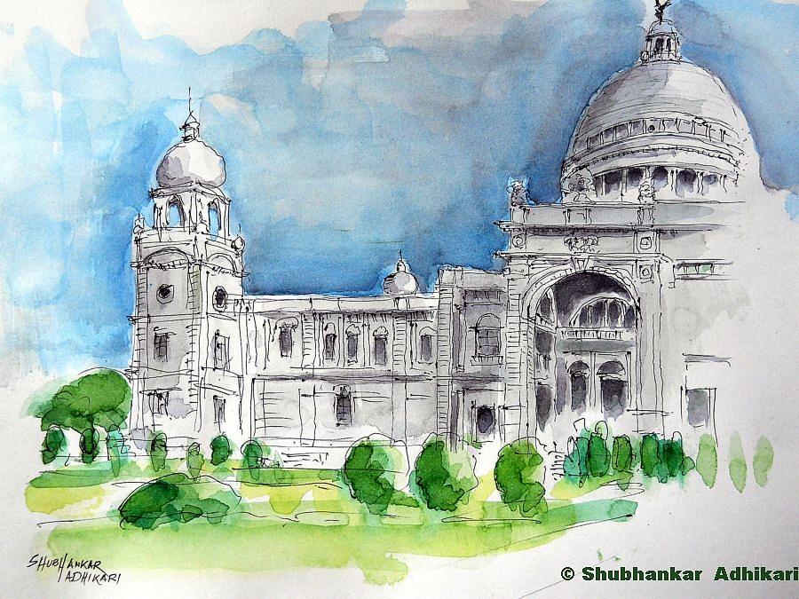 Victoria Memorial Hall  Kolkata City Painting by Shubhankar Adhikari   Pixels