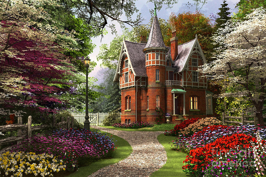 Victorian Cottage in Bloom Digital Art by MGL Meiklejohn Graphics Licensing