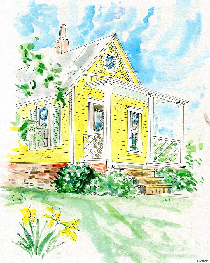 Victorian Cottage Sideview Mixed Media by Lizi Beard-Ward