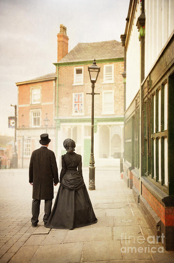 Lantern Still Life Photograph - Victorian Couple In Town by Lee Avison