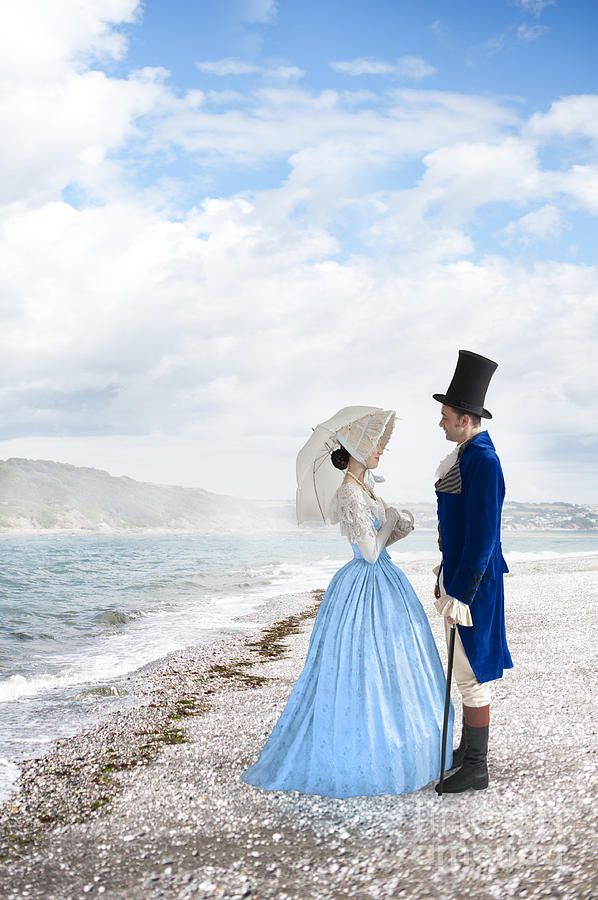Victorian Couple On A Beach Photograph by Lee Avison