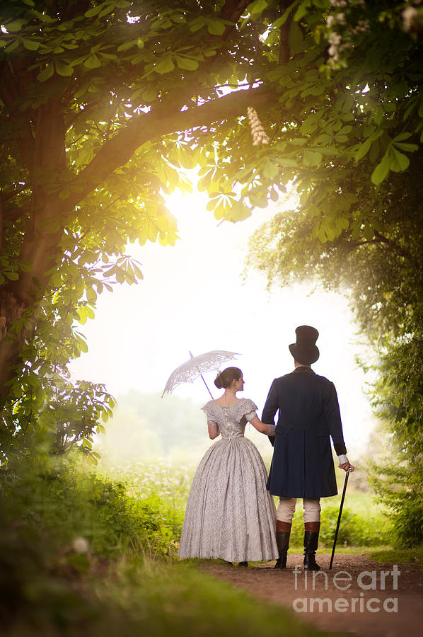 Victorian Couple Walking In The Countryside  Photograph by Lee Avison