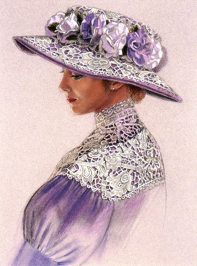 Flower Painting - Victorian Lady in Lavender Lace by Sue Halstenberg