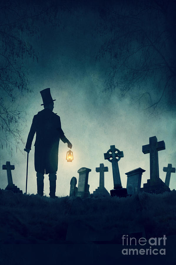 Victorian Man In A Graveyard At Night Photograph by Lee Avison