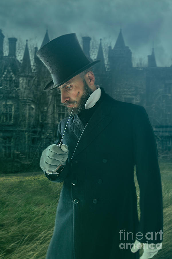 Victorian man wearing top hat and holding knife Photograph by Sandra Cunningham