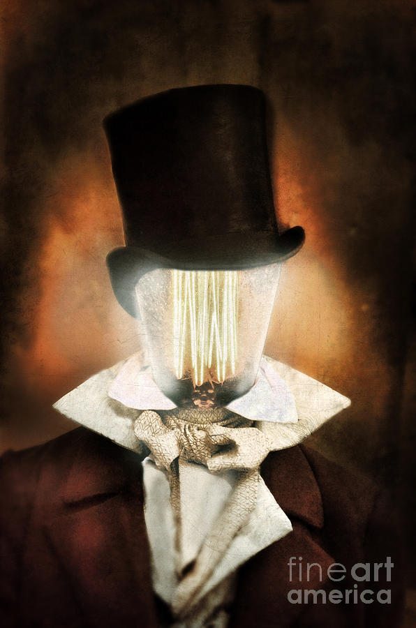 Victorian Man with a Lighbulb for a Head Photograph by Jill Battaglia