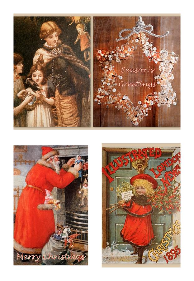 Christmas Mixed Media - Victorian Seasons Greetings by Angel One