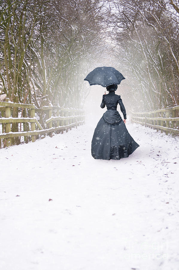 Tree Photograph - Victorian Woman Alone In Snow by Lee Avison