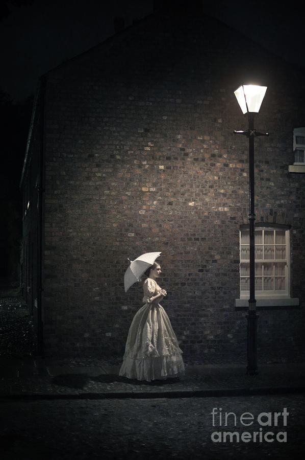 Victorian Woman Beneath A Street Lamp Photograph by Lee Avison