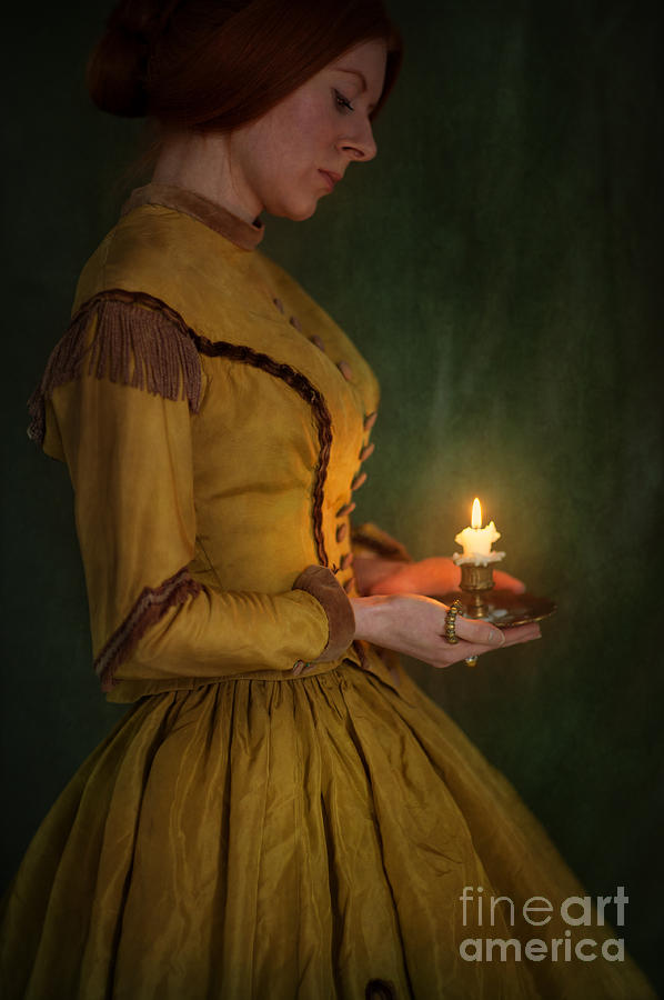 Victorian Woman Holding A Candle Photograph by Lee Avison