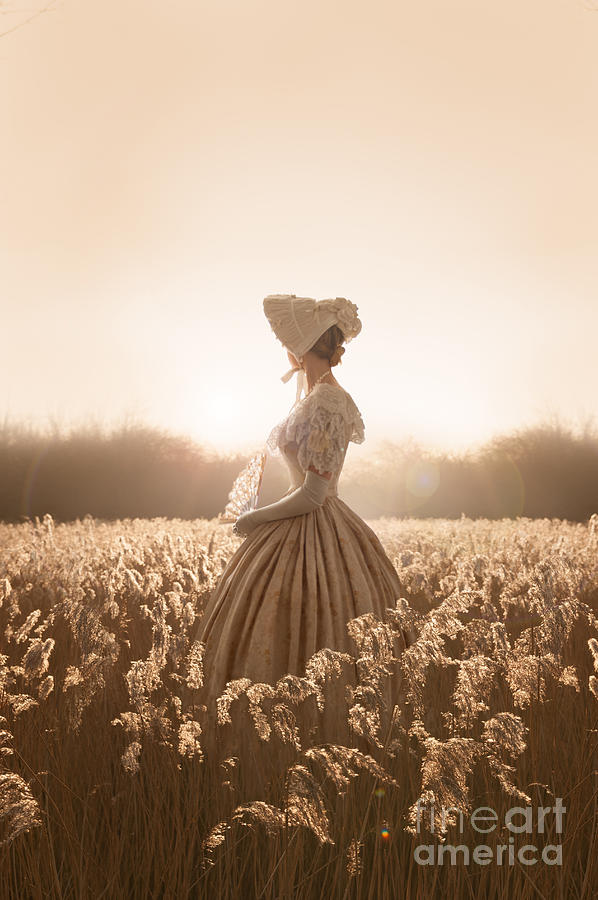 Sunset Photograph - Victorian Woman In A Meadow by Lee Avison