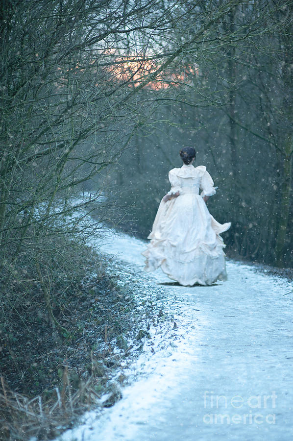 Victorian Woman In Snow Photograph by Lee Avison