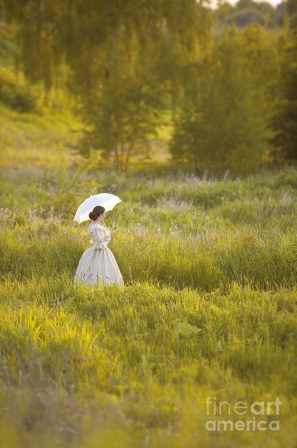 Victorian Woman Walking In A Summer Meadow Photograph by Lee Avison