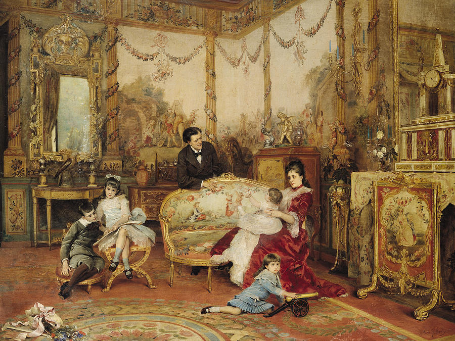 Victorien Sardou and his Family in their Drawing Room Painting by ...