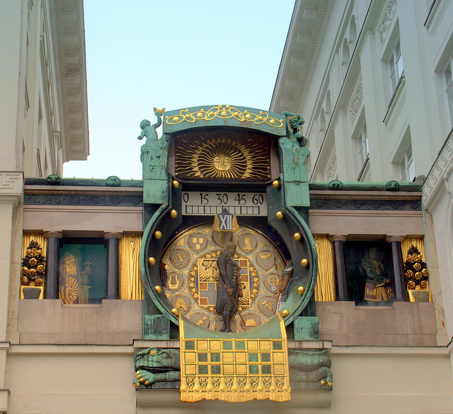 Architecture Photograph - Vienna Anker Clock by Caroline Stella