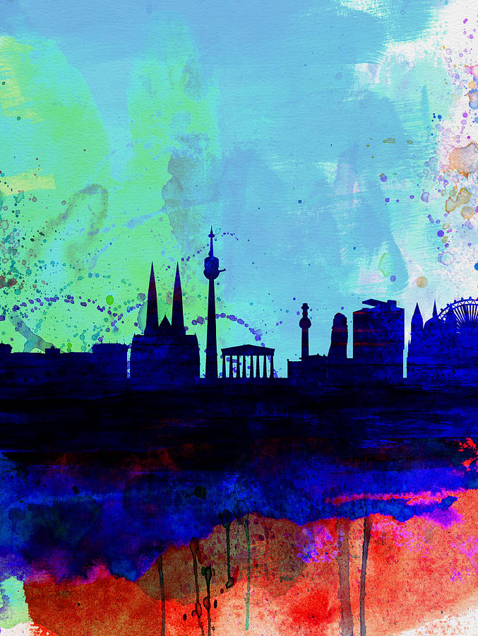 City Painting - Vienna Watercolor Skyline by Naxart Studio