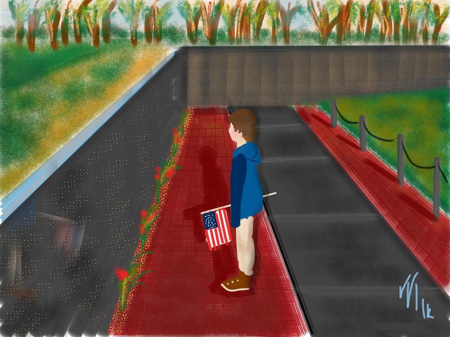 Viet Nam Memorial Washington DC  Painting by Lois Ivancin Tavaf