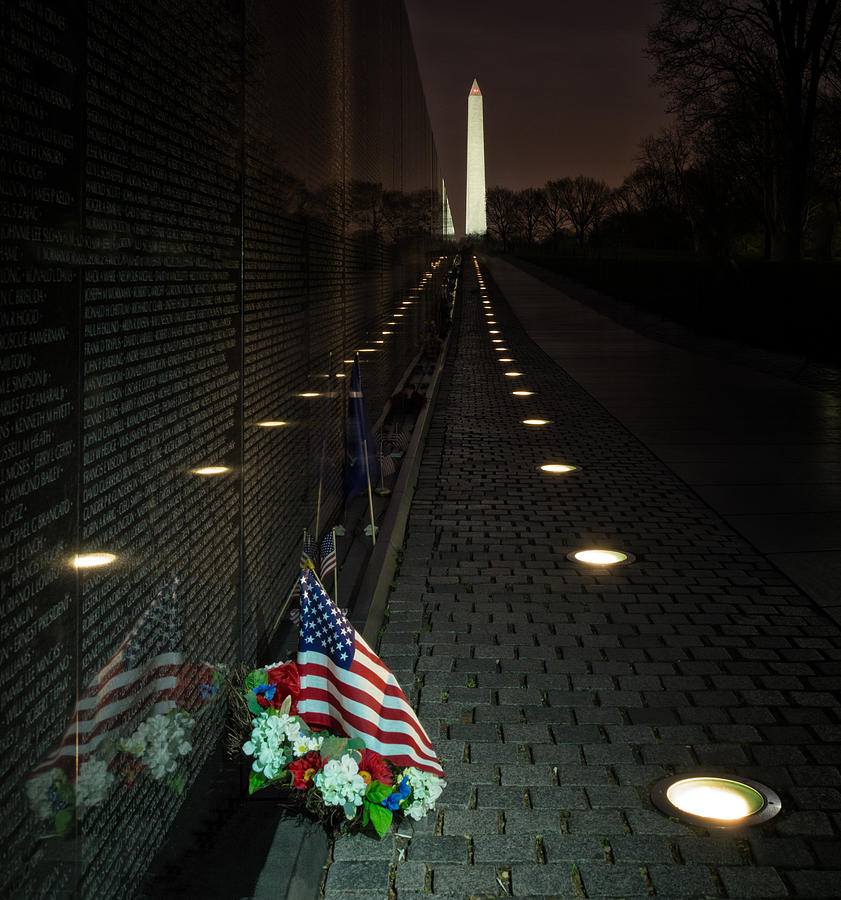 Vietnam Memorial at Night Photograph by Jared Perry 