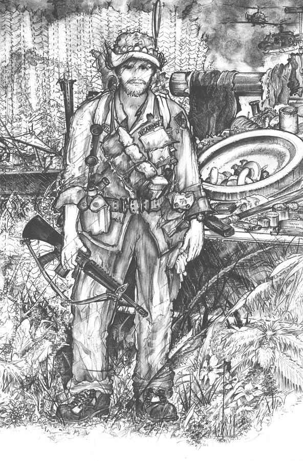 Vietnam Soldier Drawing by Scott and Dixie Wiley