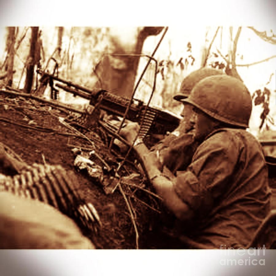 Vietnam Soldiers with a M60 Digital Art by Steven  Pipella
