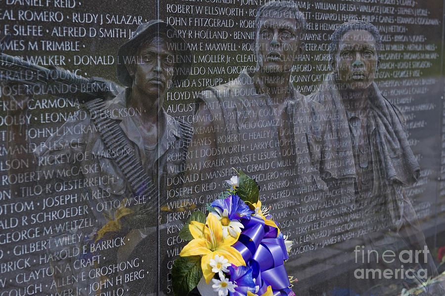 Vietnam Veteran Wall and Three Soldiers Memorial Collage Washington DC_2 Photograph by David Zanzinger