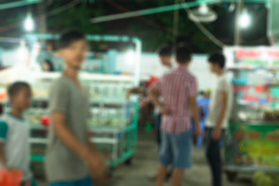 Vietnameese Night Market Blur Background Photograph