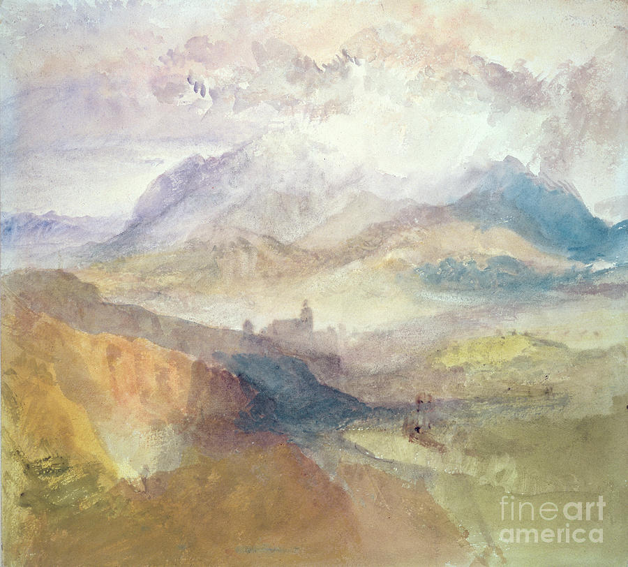 View along an Alpine Valley possibly the Val dAosta Painting by Joseph Mallord William Turner