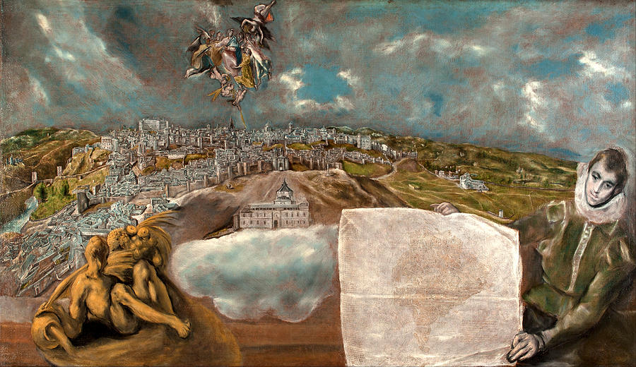 View and Plan of Toledo Painting by El Greco