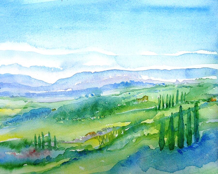 View from a Tuscan Hillside   Painting by Trudi Doyle