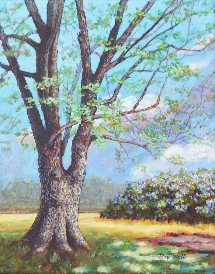 Tree Painting - View From Barn by Toni Wolf