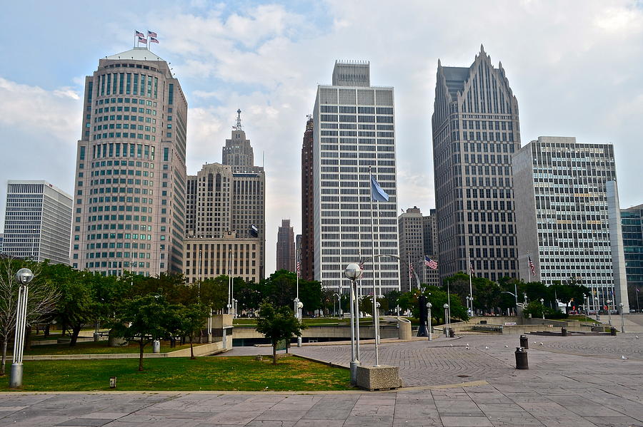 Detroit Photograph - View From Hart Plaza by Frozen in Time Fine Art Photography