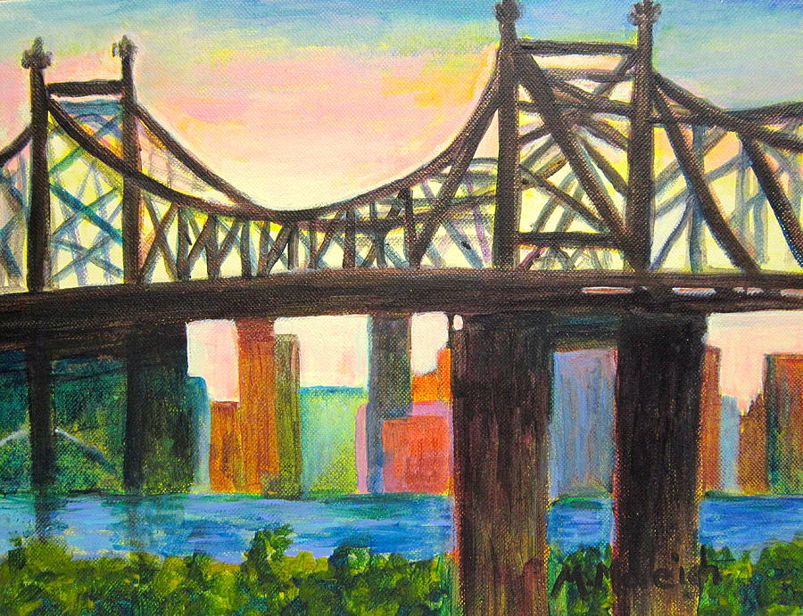 Sunset Painting - View From Long Island City by Marita McVeigh
