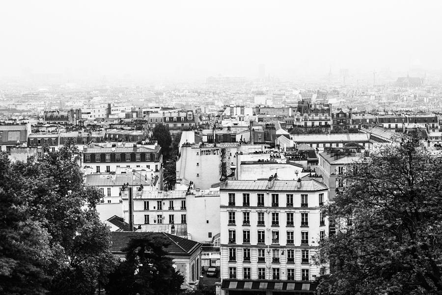 View from Montmartre in Mono Photograph by Georgia Clare