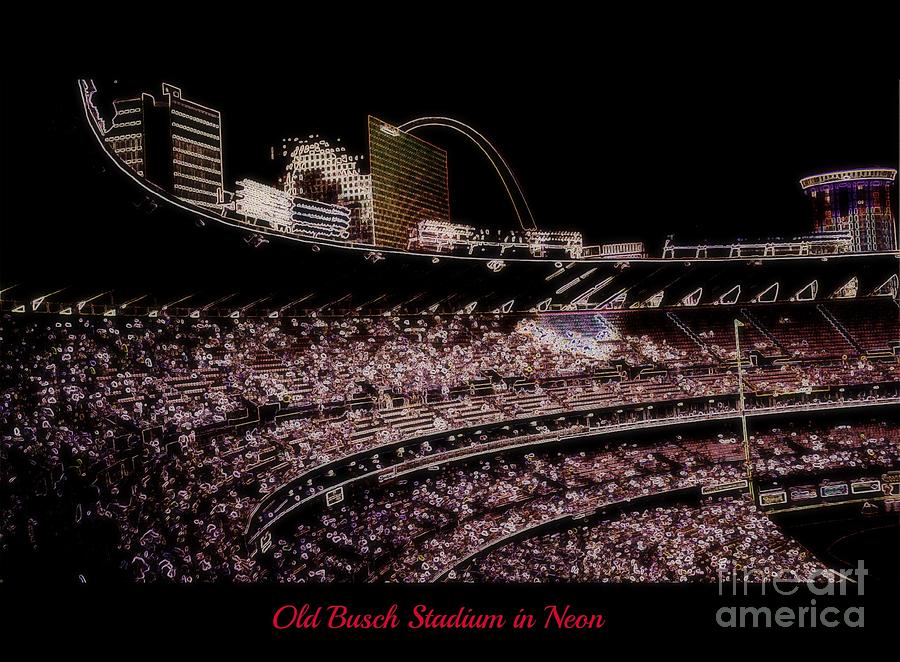 View From Old Busch Stadium in Neon Photograph by Kelly Awad