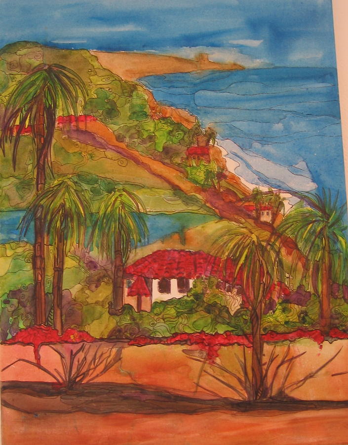 View from Solona Beach to La Jolla Painting by Michelle Gonzalez
